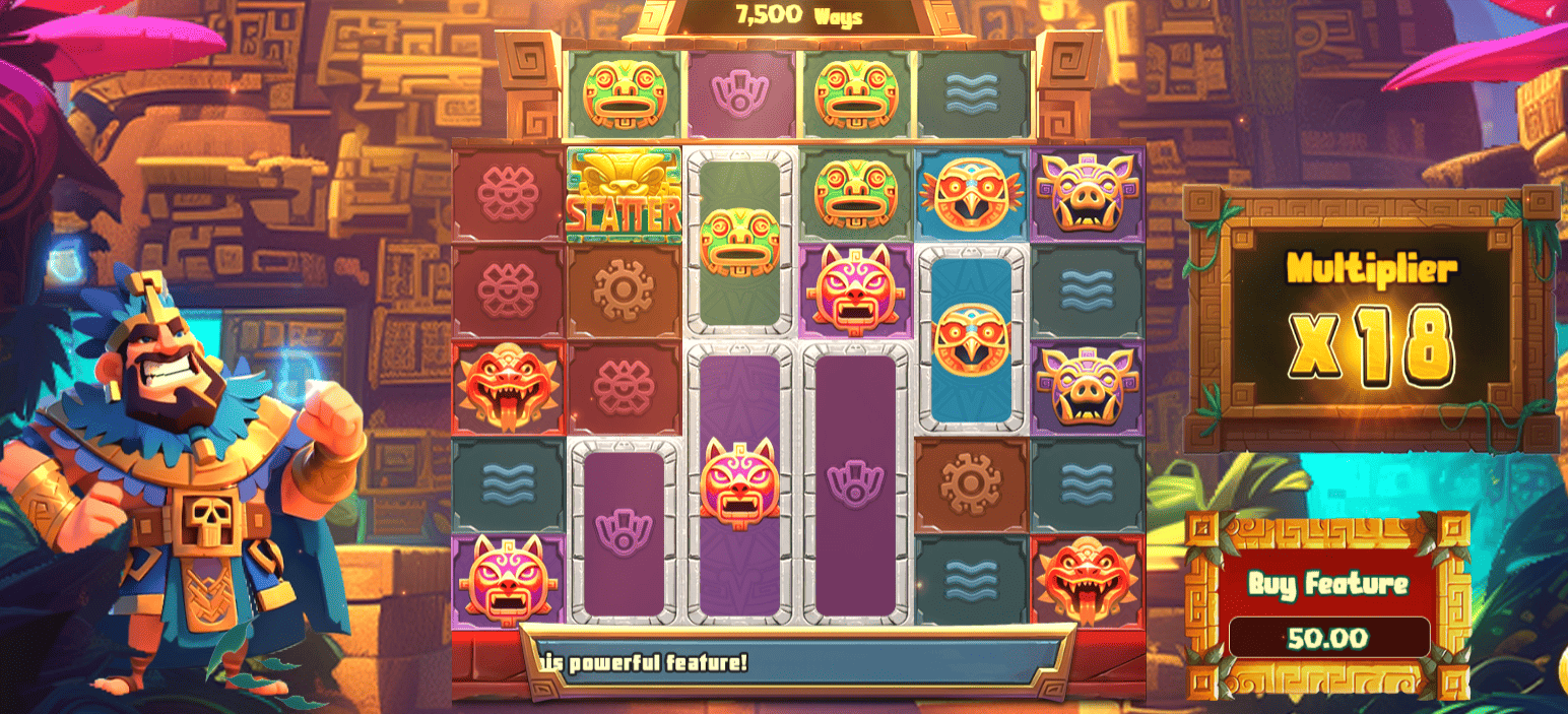 รีวิวเกม Aztec Legend | ล่าสมบัติในแดนโบราณ พร้อมตัวคูณพุ่งไม่หยุด!